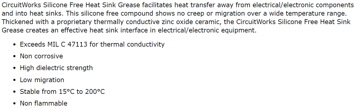 משחת קירור לאלקטרוניקה ללא סיליקון CHEMTRONICS CW7270 TEXT